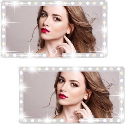 Car Sun Visor Vanity Mirror,Rechargeable Universal Makeup Mirror with 3 Light Modes & 60 LEDs - Dimmable Clip-on Rear View Sun-Shading Makeup in Kuwait