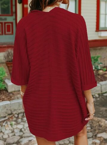 Women's 3/4 Sleeve Open Front Long Cardigan Sweater Lightweight Knit Fall Tops in Saudi Arabia