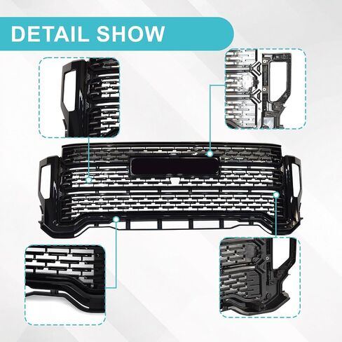 Front Grill W/Camera Hole Compatible with GMC Sierra 2500HD 3500HD 2020 2021 2022 2023 Denali Style Front Upper Bumper Grille Chrome Replacement for 84656390 (Chrome) in Kuwait