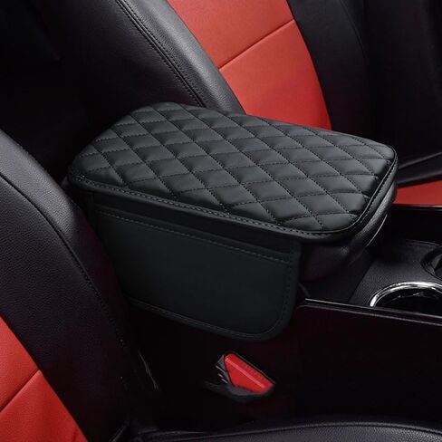 Center Console Cover for Toyota Highlander IV 2020 2021 2022 2023 2024 2025, Leather Car Armrest Cover Cushion Protector Elbow Arm Rest Covering Car Accessories,Black in Saudi Arabia
