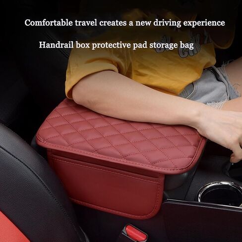 Center Console Cover for Toyota Highlander IV 2020 2021 2022 2023 2024 2025, Leather Car Armrest Cover Cushion Protector Elbow Arm Rest Covering Car Accessories,Black in Saudi Arabia