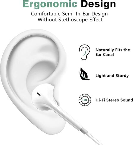 2 Pack-USB C Headphones Wired for iPhone 15, Type C Earphones with Microphone & Remote Noise Cancelling Earbuds for iPhone 15 Pro Max, iPad, Galaxy S23/S22/S21/S20/Ultra Note 10/20, Pixel 7/6/5/4 in Saudi Arabia