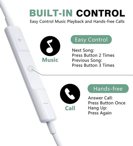 2 Pack-USB C Headphones Wired for iPhone 15, Type C Earphones with Microphone & Remote Noise Cancelling Earbuds for iPhone 15 Pro Max, iPad, Galaxy S23/S22/S21/S20/Ultra Note 10/20, Pixel 7/6/5/4 in Saudi Arabia