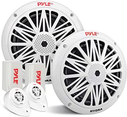 Pyle 6.5 Inch Marine Speakers - Coaxial 2-Way Waterproof Component Speaker Pair | Audio Stereo Sound System with Wireless RF Streaming Support | 6.5" In., 600 Watt - Pyle PLMRF65SB in Saudi Arabia