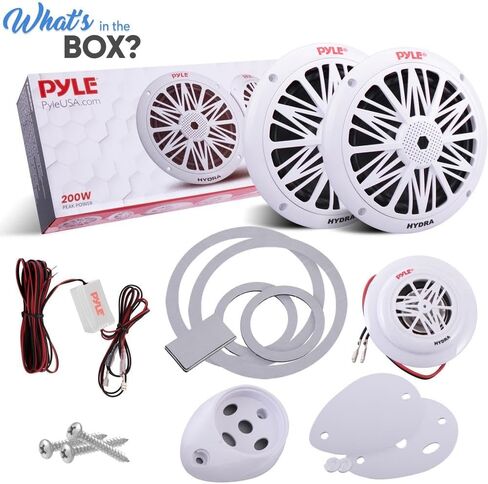Pyle 6.5 Inch Marine Speakers - Coaxial 2-Way Waterproof Component Speaker Pair | Audio Stereo Sound System with Wireless RF Streaming Support | 6.5" In., 600 Watt - Pyle PLMRF65SB in Saudi Arabia