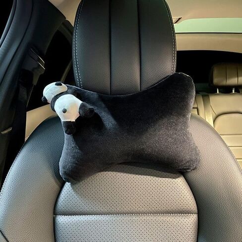 Panda Car Decor Set,Panda Headrest Pillow, Safety Belt Cover, Handbrake & Rearview Mirror Cover, and Steering Wheel Cover, Innovative Cartoon Car Decorations (headrest) in Saudi Arabia