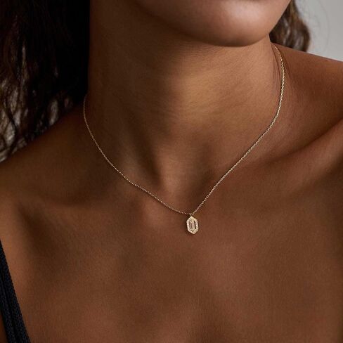 Dainty Gold Necklace for Women, 14k Gold Plated Cubic Zirconia Pendant Necklace Simple Gold Necklaces for Women Trendy Cute Non Tarnish Solitaire Necklace Fashion Wedding Gold Jewelry in Kuwait