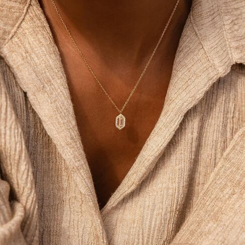 Dainty Gold Necklace for Women, 14k Gold Plated Cubic Zirconia Pendant Necklace Simple Gold Necklaces for Women Trendy Cute Non Tarnish Solitaire Necklace Fashion Wedding Gold Jewelry in Kuwait