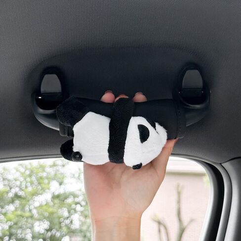 Panda Car Decor Set,Panda Headrest Pillow, Safety Belt Cover, Handbrake & Rearview Mirror Cover, and Steering Wheel Cover, Innovative Cartoon Car Decorations (headrest) in Saudi Arabia