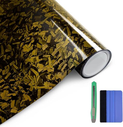 Arespark Gloss Forged Carbon Fiber Vinyl Wrap, Car Carbon Fiber Vinyl Wrap Decal Sticker Film Sheet with Air Release (1ft x3.5ft, Red) in Kuwait