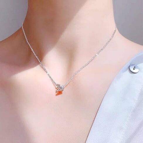 925 Sterling Silver Zircon Crown Necklace - 14K Yellow Gold Royal Charm Crown Necklace with Chain - Zircon Crown Pendant Necklace for Women - Crown Necklace for Women in Kuwait