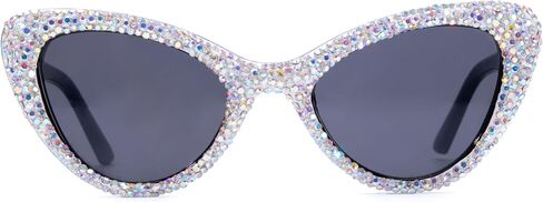 ICARA Fashion Womens Rhinestone Sunglasses Retro Black Cat Eye Sunglasses Crystal Sparkle For Women with UV protection in Saudi Arabia