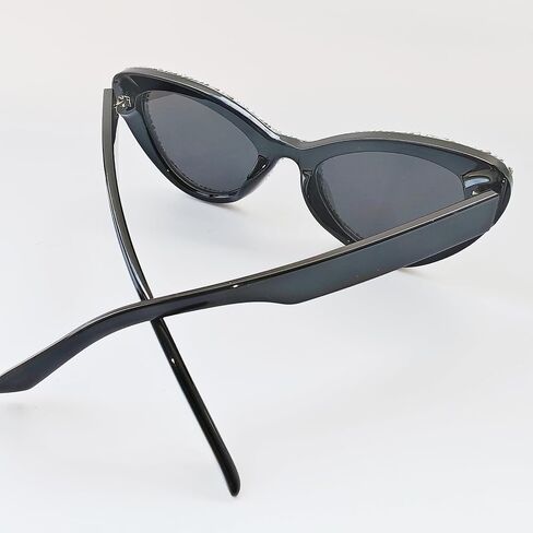 ICARA Fashion Womens Rhinestone Sunglasses Retro Black Cat Eye Sunglasses Crystal Sparkle For Women with UV protection in Saudi Arabia