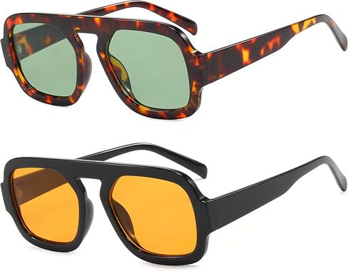 Kursan Square Aviator Sunglasses for Women Men 70s Retro Style Sun Glasses Shades UV400 Protection in Saudi Arabia
