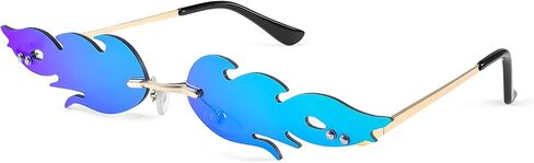 FEISEDY Fire Flame Sunglasses for Women Mirror Rimless Fire Shaped Novelty Sunglasses B2839 in Kuwait