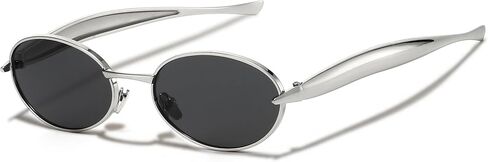 Trendy Oval Sunglasses for Women Men 2025 Gold Small Oval Sardine Sun Glasses Retro Metal Frame Shades in Kuwait