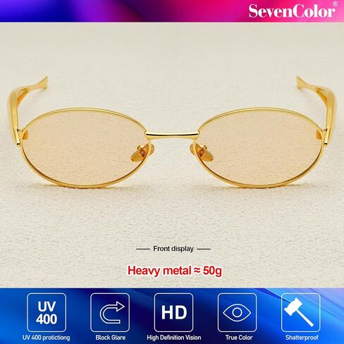 Trendy Oval Sunglasses for Women Men 2025 Gold Small Oval Sardine Sun Glasses Retro Metal Frame Shades in Kuwait