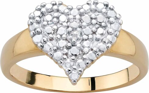 PalmBeach Yellow Gold-plated Genuine Diamond Accent Heart Cluster Ring Sizes 6-10 in Saudi Arabia