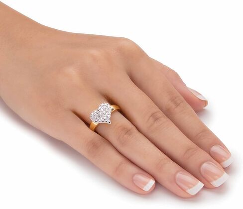 PalmBeach Yellow Gold-plated Genuine Diamond Accent Heart Cluster Ring Sizes 6-10 in Saudi Arabia