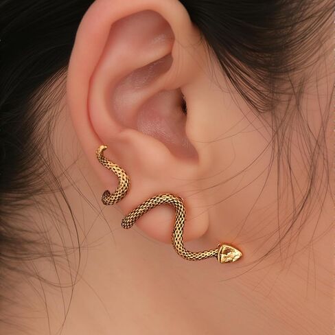 Gold Snake Earrings for Women Punk Goth Front Back Snake Stud Earrings Vintage Medusa Drop Earrings Halloween Costume Accessories in Saudi Arabia