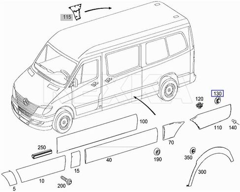Rexka 25 قطعة Sprinter W906 لوحة الجسم الجانبية صب لوحة الباب مشبك الكسوة لمرسيدس بنز 2500 3500 0029918570 & VW 2E1867289C in Saudi Arabia