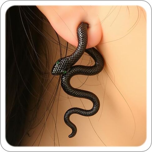 Gold Snake Earrings for Women Punk Goth Front Back Snake Stud Earrings Vintage Medusa Drop Earrings Halloween Costume Accessories in Saudi Arabia
