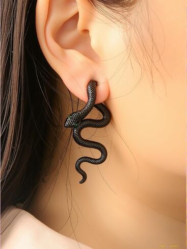 Gold Snake Earrings for Women Punk Goth Front Back Snake Stud Earrings Vintage Medusa Drop Earrings Halloween Costume Accessories in Saudi Arabia