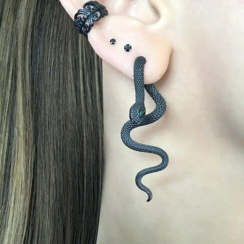 Gold Snake Earrings for Women Punk Goth Front Back Snake Stud Earrings Vintage Medusa Drop Earrings Halloween Costume Accessories in Saudi Arabia