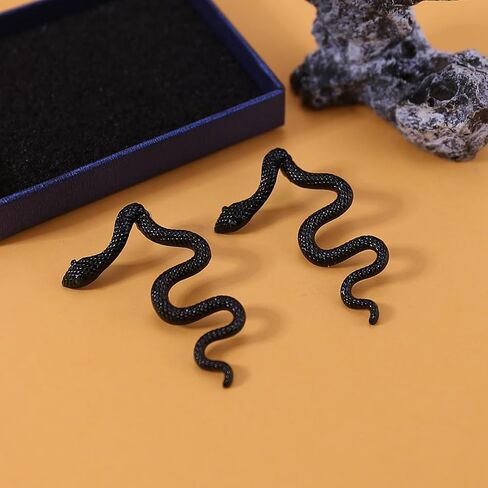 Gold Snake Earrings for Women Punk Goth Front Back Snake Stud Earrings Vintage Medusa Drop Earrings Halloween Costume Accessories in Saudi Arabia