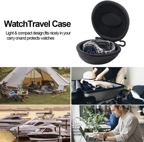 Watch Travel Case with Zipper, Waterproof Round Single Watch Storage Box for Wristwatches & Smartwatches up to 50mm, Portable Organizer for Men Women, Black in Saudi Arabia
