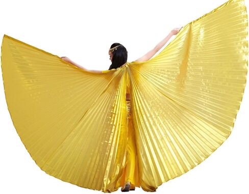 MUNAFIE Belly Dance Isis Wings with Sticks Halloween Carnival Performance Dance Costume Angel Wings(Open on The Back) in Kuwait