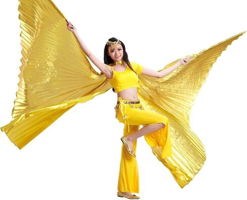 MUNAFIE Belly Dance Isis Wings with Sticks Halloween Carnival Performance Dance Costume Angel Wings(Open on The Back) in Kuwait
