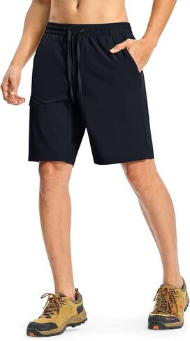 BASUDAM Men's Hiking Running Shorts Summer Quick Dry Lightweight Athletic Outdoor Travel Camping Cargo with Zipper Pockets in Kuwait