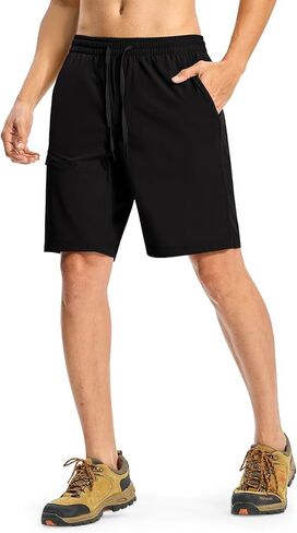 BASUDAM Men's Hiking Running Shorts Summer Quick Dry Lightweight Athletic Outdoor Travel Camping Cargo with Zipper Pockets in Kuwait