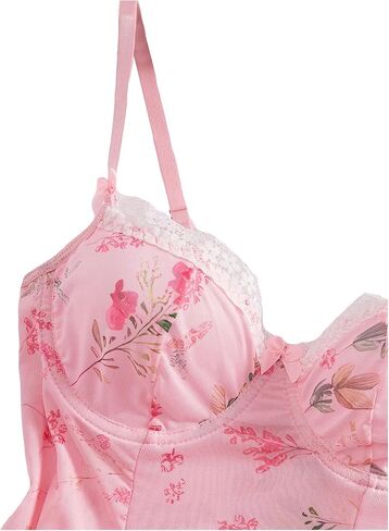 Floerns Women's Floral Bow Nightgown Dress Lace Trim Sleepwear Lingerie Dresses with Thong in Saudi Arabia