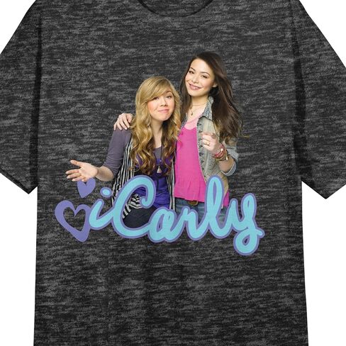 iCarly Sam & Carly Crew Neck Short Sleeve Black Heather Women's Night Shirt in Saudi Arabia