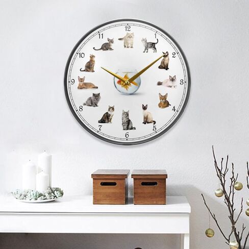 Cat Wall Clock Battery Operated Desk Clock, 12 inch Silent Non Ticking Acrylic Wall Clocks for Bedroom Living Room Office Classroom Kitchen Decor in Saudi Arabia