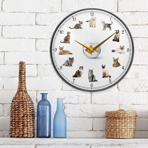 Cat Wall Clock Battery Operated Desk Clock, 12 inch Silent Non Ticking Acrylic Wall Clocks for Bedroom Living Room Office Classroom Kitchen Decor in Saudi Arabia