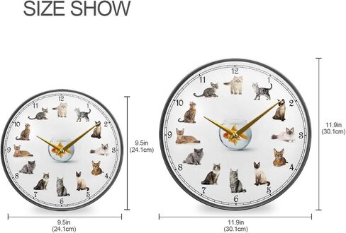Cat Wall Clock Battery Operated Desk Clock, 12 inch Silent Non Ticking Acrylic Wall Clocks for Bedroom Living Room Office Classroom Kitchen Decor in Saudi Arabia