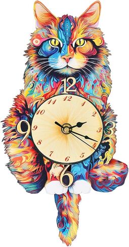 3D Puzzle for Adults - Wooden Cat Clock for Room Decoration, DIY Build Mechanical Wall Clock with Roman Numerals, Personalized Gift for DIY Lovers in Kuwait