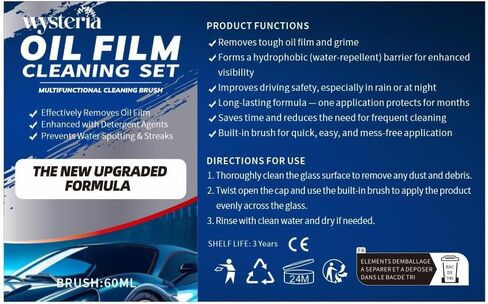 Wysteria Automotive Oil Film Remover & Rain Repellent – Windshield Glass Cleaner, Hydrophobic Coating for Clear Vision in Saudi Arabia