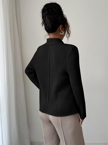 Womens Loose Fall Outwear Ribbed Blazer Jacket Blazers Notched Lapel Jacket in Kuwait