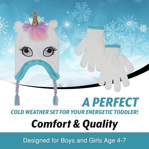 Girls Knitted Animal Beanie Winter Hat and Glove Set [4015] (Fox Hat) in Kuwait