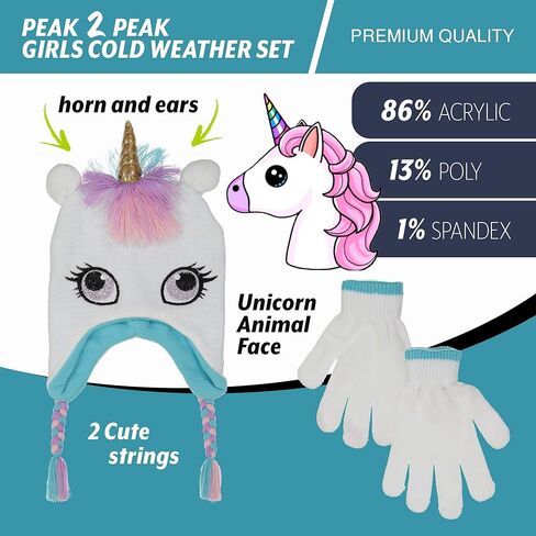 Girls Knitted Animal Beanie Winter Hat and Glove Set [4015] (Fox Hat) in Kuwait