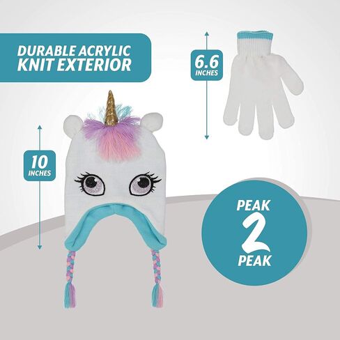 Girls Knitted Animal Beanie Winter Hat and Glove Set [4015] (Fox Hat) in Kuwait