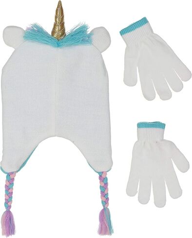 Girls Knitted Animal Beanie Winter Hat and Glove Set [4015] (Fox Hat) in Kuwait
