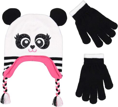 Girls Knitted Animal Beanie Winter Hat and Glove Set [4015] (Fox Hat) in Kuwait