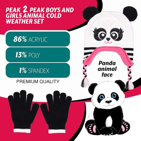 Girls Knitted Animal Beanie Winter Hat and Glove Set [4015] (Fox Hat) in Kuwait