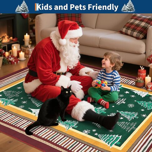 garveehome 2x6 عيد الميلاد العداءين البساط للممرات عدم الانزلاق، شجرة عيد الميلاد طباعة سجاد المطبخ قابل للغسل منطقة البساط للمدخل، كومة منخفضة لينة الأخضر عطلة ديكور السجاد لغرفة النوم غرفة الغسيل in Kuwait