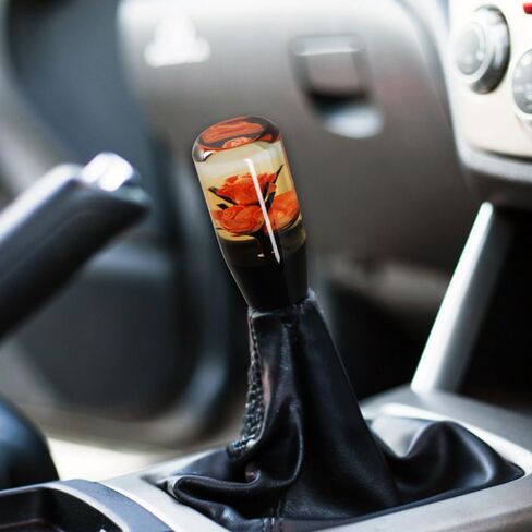W-POWER Universal 10CM JDM Clear Real Flowers Durable Acrylic Manual Car Gear Stick Shift Knob, 5 6 Speed for Manual Automatic Vehicles with Adapters (Purple Flower) in Saudi Arabia